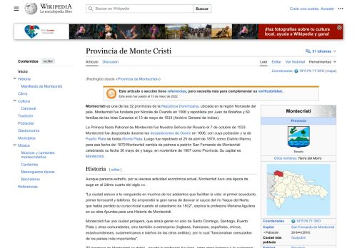 Monte Cristi por Wikipedia