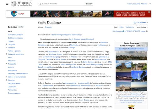 Municipios de Santo Domingo por Wikipedia