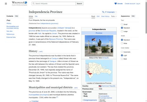 Independencia por Wikipedia