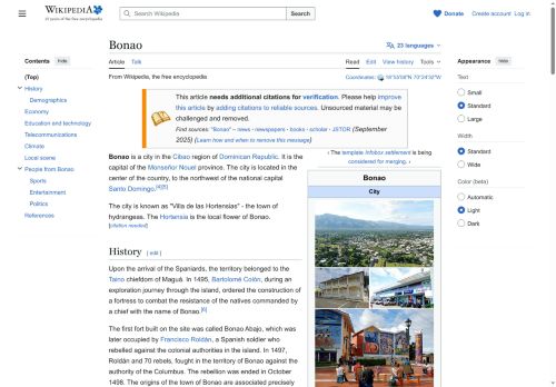 Bonao por Wikipedia