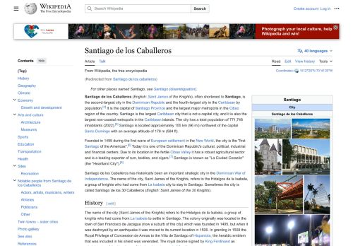 Santiago de los Caballeros por Wikipedia