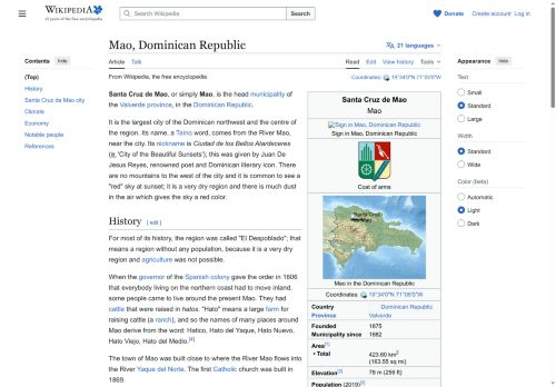 Santa Cruz de Mao por Wikipedia